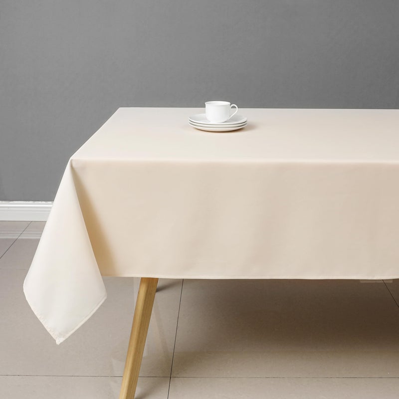Wewoch Beige Rectangle Tablecloth Wrinkle Resistant Washable Fabric Table Cloth for Dining, Kitchen, Parties, Weddings and Outdoor Use 60 Inch by 84 Inch - Image 1